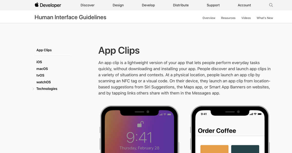 Human Interface GuidelinesのApp Clipsの章の日本語訳